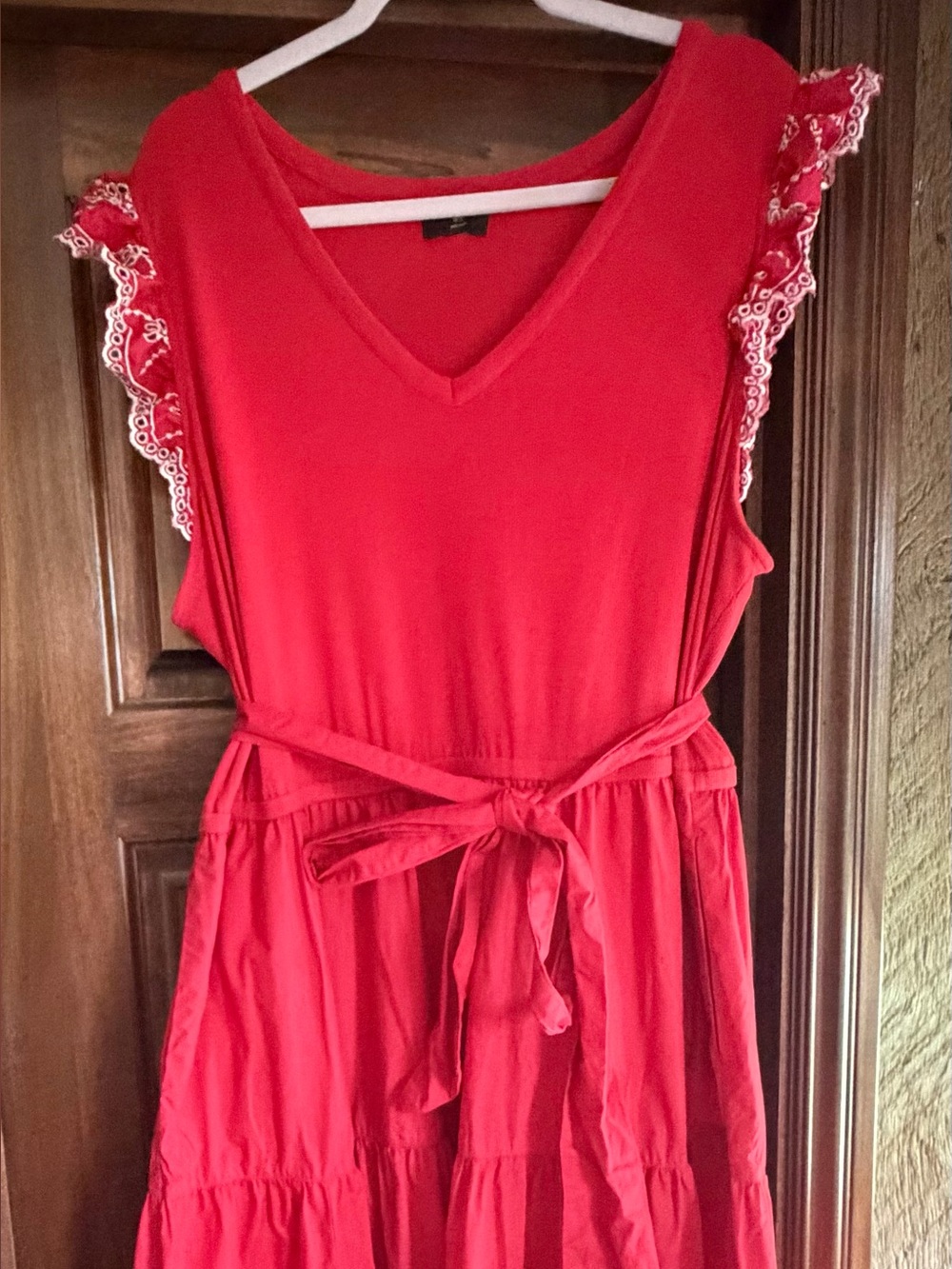 Lane Bryant Bright Red Ribbed V-Neck Dress